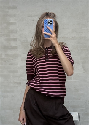 Aduna polo knit Stripe Bordeaux Boii Studios 